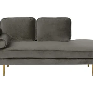 Left Hand En velours Chaise Lounge Grey MIRAMAS