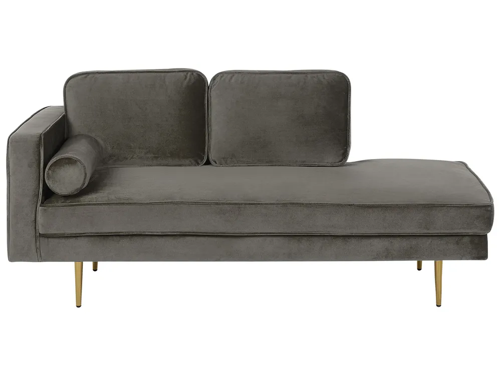 Left Hand En velours Chaise Lounge Grey MIRAMAS