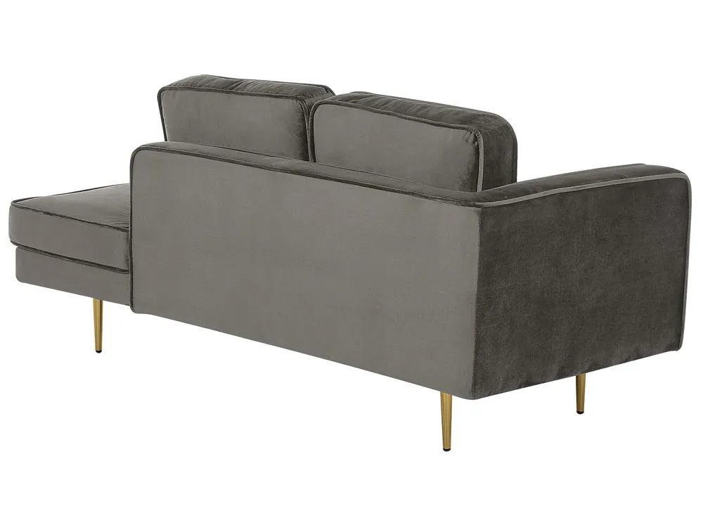 Left Hand En velours Chaise Lounge Grey MIRAMAS