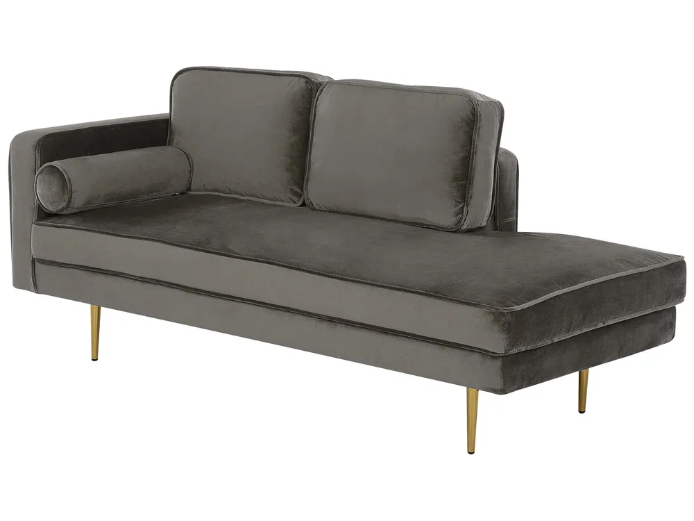 Left Hand En velours Chaise Lounge Grey MIRAMAS