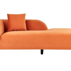 Left Hand En velours Chaise Lounge Orange LE CRAU