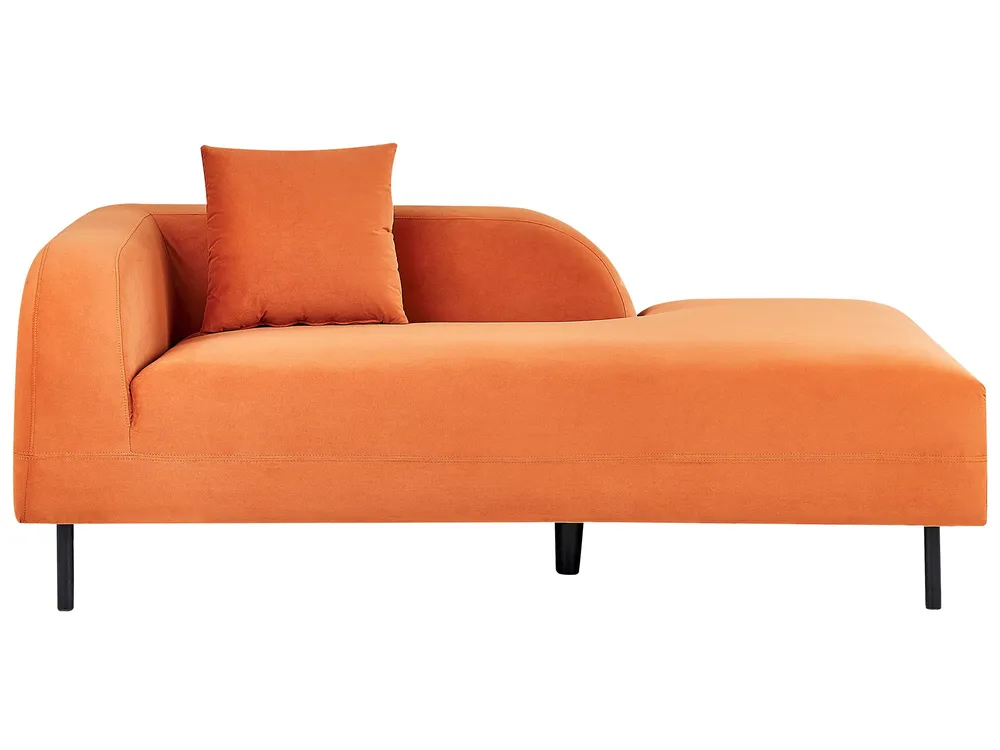 Left Hand En velours Chaise Lounge Orange LE CRAU
