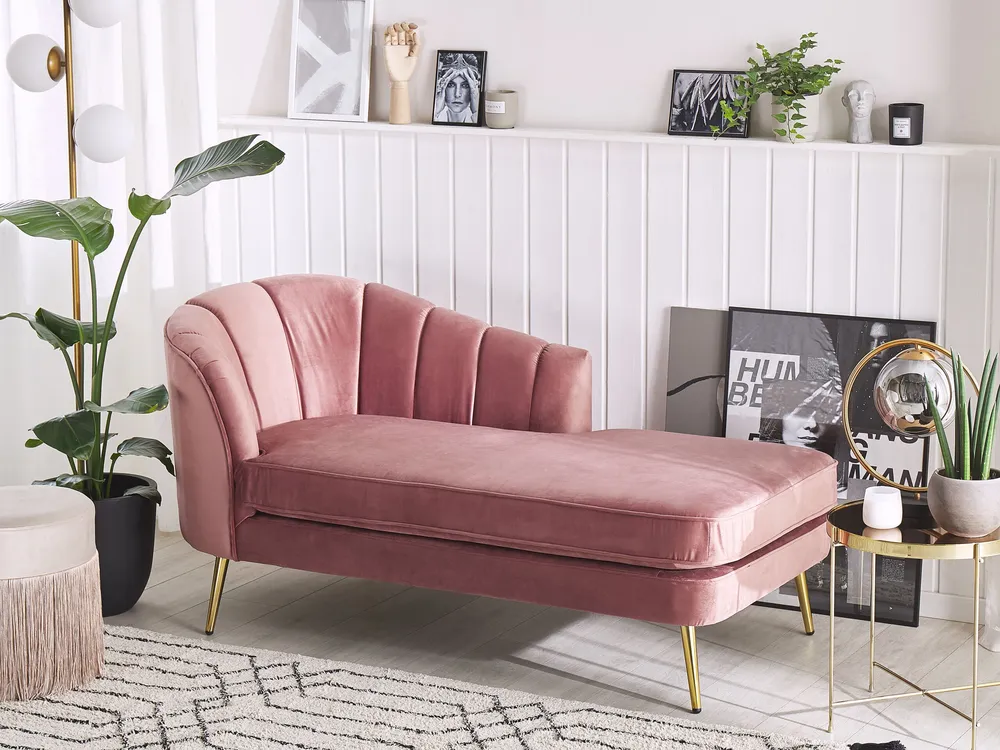 Left Hand En velours Chaise Lounge Pink ALLIER