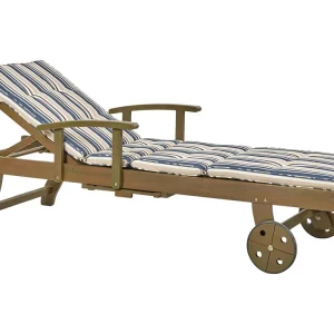 Ligstoel acaciahout gestreept blauw AMANTEA