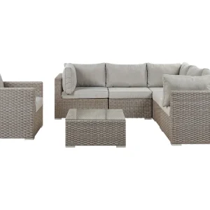 Lounge Set CONTARE PE Rattan Taupe Left Hand 6 Seater par SW-MOTECH