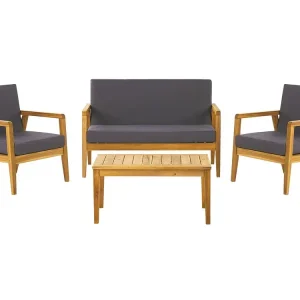 Lounge Set PALLANO Acacia Wood Dark Grey 4 Seater