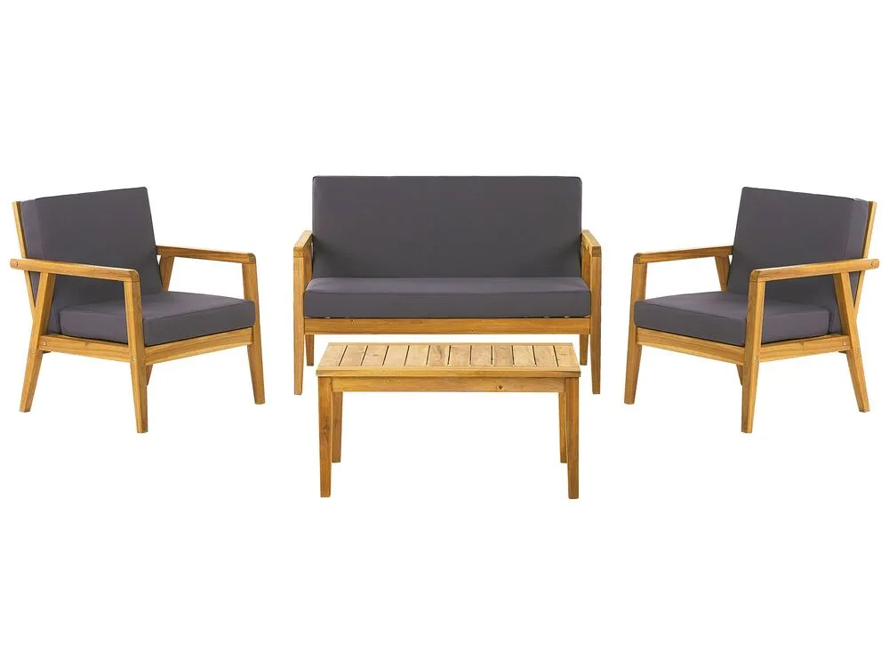 Lounge Set PALLANO Acacia Wood Dark Grey 4 Seater