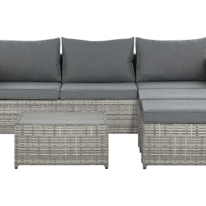Lounge Set SABBIA PE Rattan Light Grey Right Hand 5 Seater