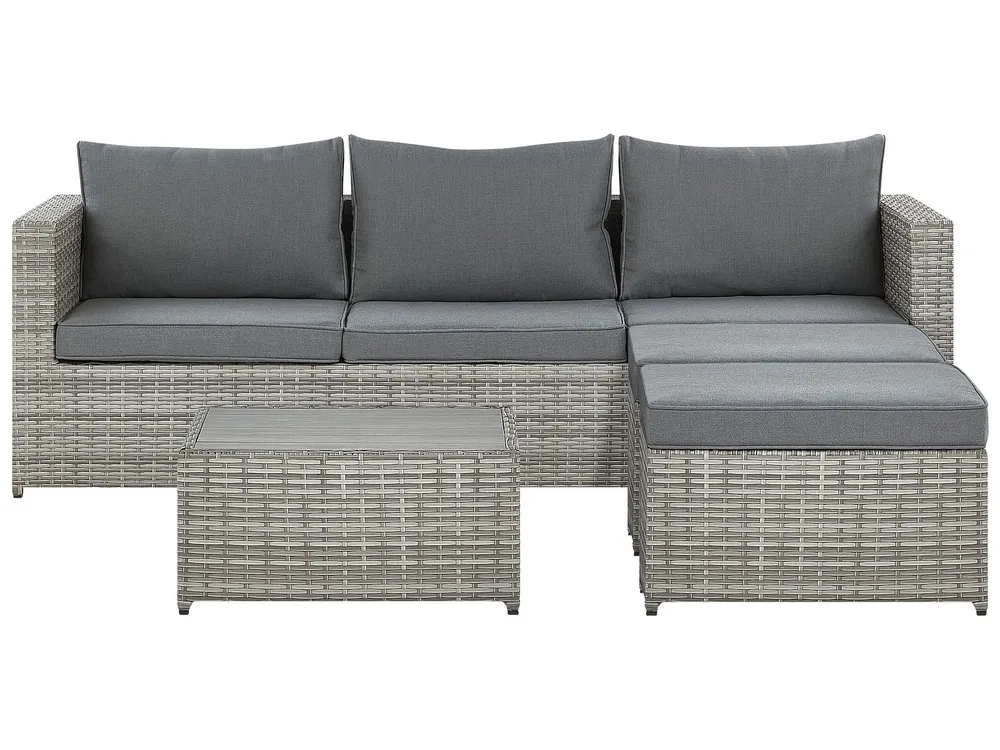 Lounge Set SABBIA PE Rattan Light Grey Right Hand 5 Seater