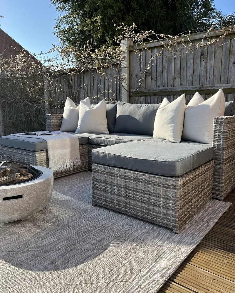 Lounge Set SABBIA PE Rattan Light Grey Right Hand 5 Seater