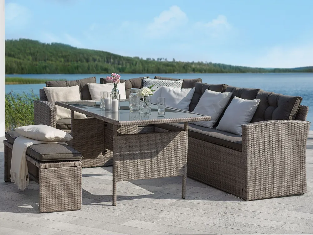 Loungeset 8-zits rotan grijs VITERBO