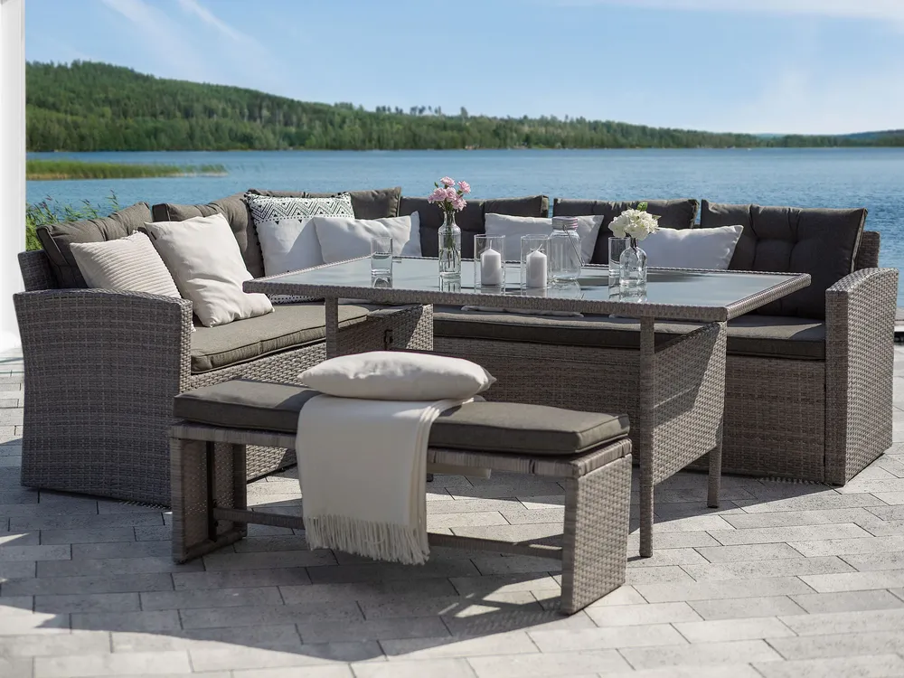 Loungeset 8-zits rotan grijs VITERBO