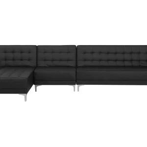 Modulaire hoekbank kunstleer zwart rechtszijdig ABERDEEN pour toutes saisons