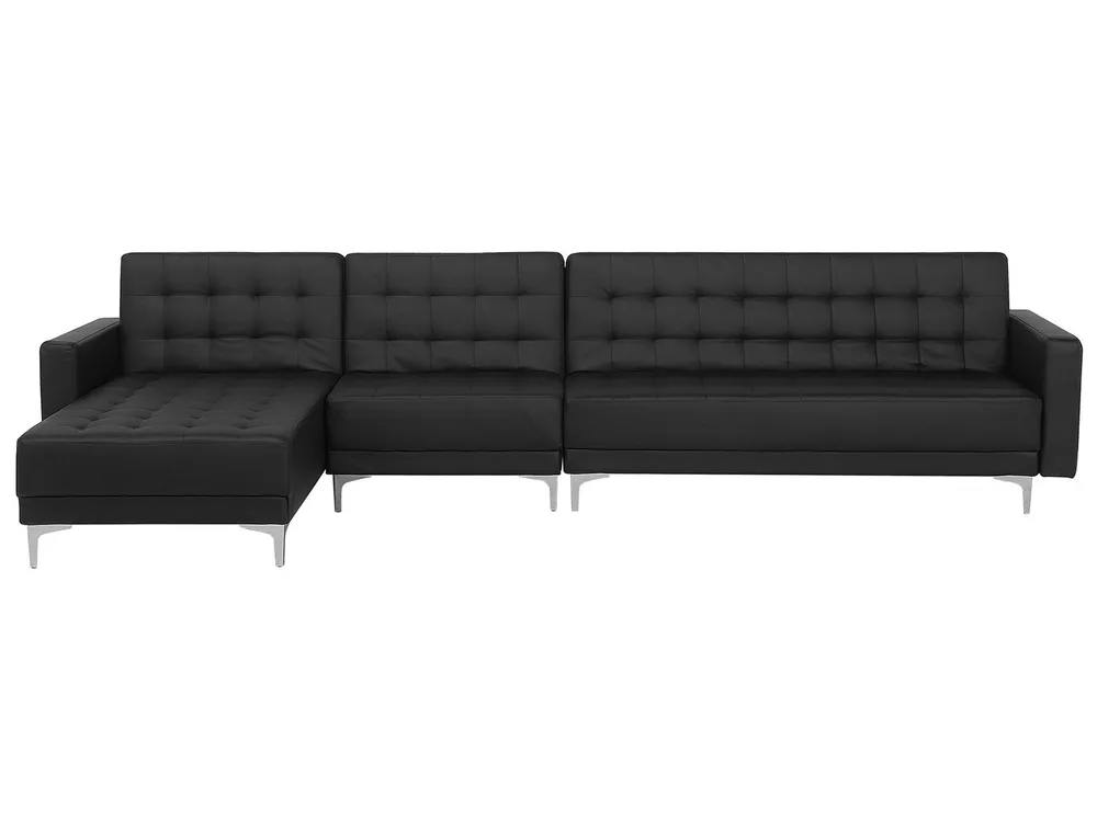 Modulaire hoekbank kunstleer zwart rechtszijdig ABERDEEN pour toutes saisons
