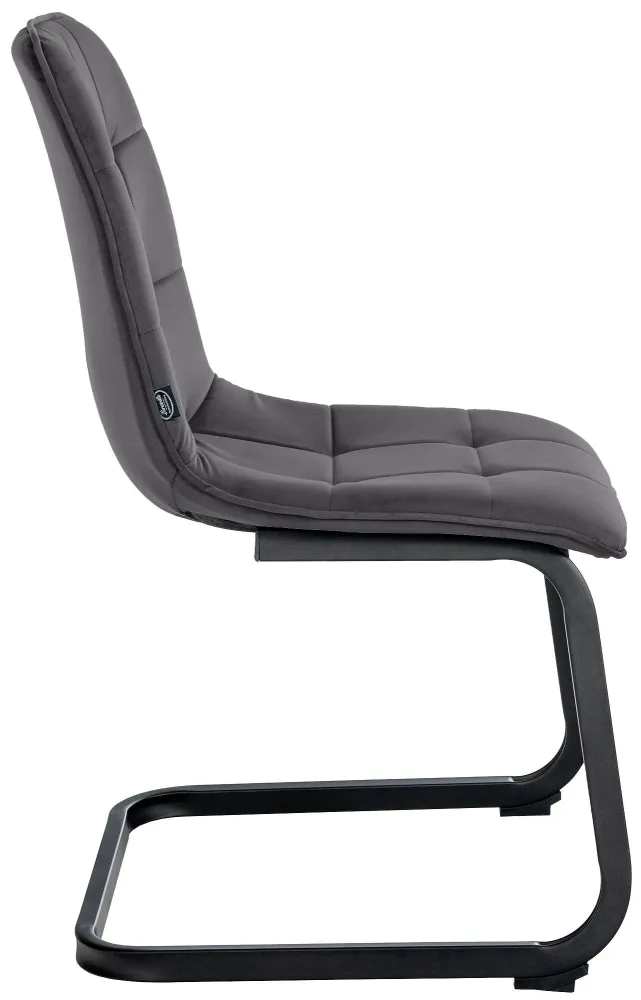 Protège-mains Set de 2 chaises de salle à manger coutures décoratives carrées en velours noir et pieds luge en métal noir...