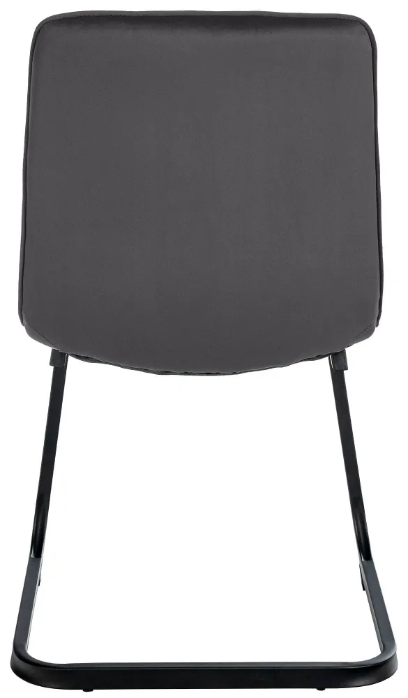 Protège-mains Set de 2 chaises de salle à manger coutures décoratives carrées en velours noir et pieds luge en métal noir...