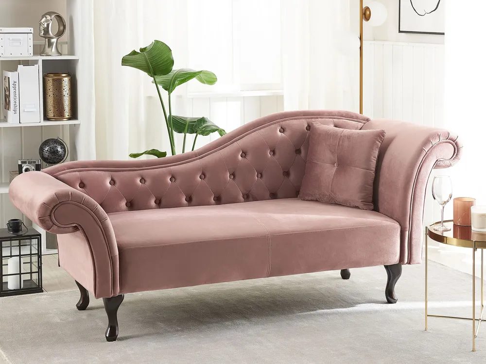 Racing Right Hand Chaise Lounge Velvet Rose vif LATTES