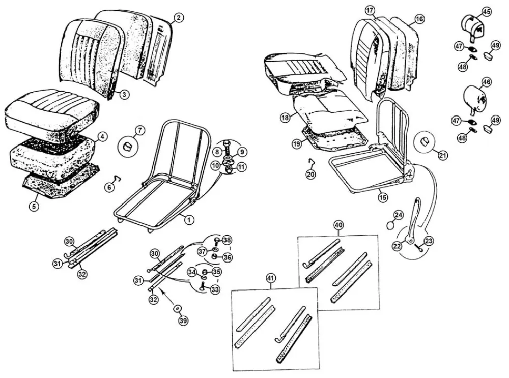 Racing SEAT FOAM SET, RH, MGB 70-73