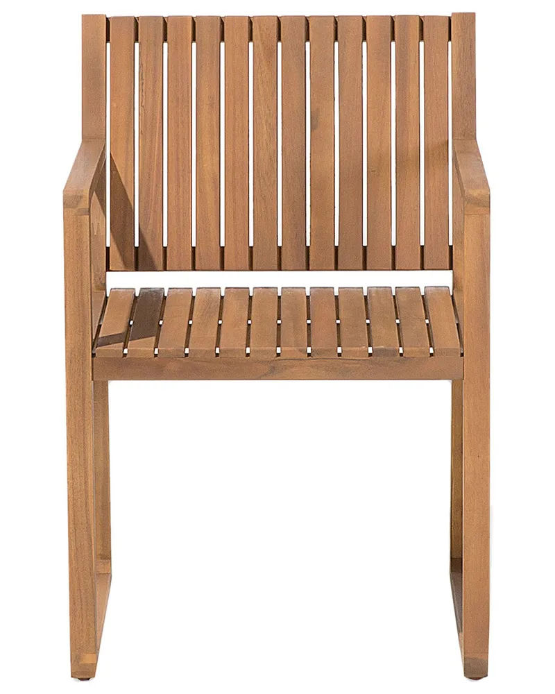Racing Set 8 Acacia Wood Garden Dining Chairs Blue Cushions SASSARI