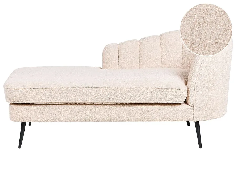 Right Hand Boucle Chaise Lounge Light Naturel ALLIER