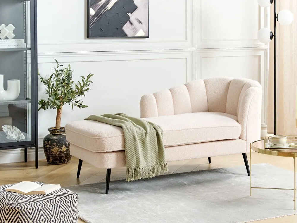 Right Hand Boucle Chaise Lounge Light Naturel ALLIER