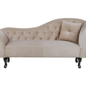 Right Hand Chaise Lounge Velvet Écru LATTES
