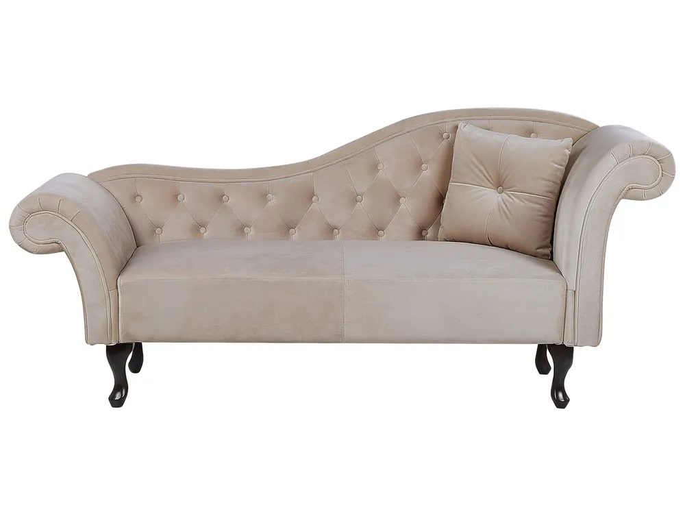 Right Hand Chaise Lounge Velvet Écru LATTES