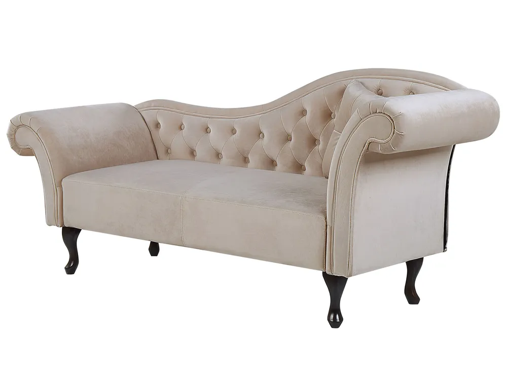 Right Hand Chaise Lounge Velvet Écru LATTES