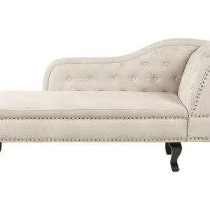 Right Hand Chaise Lounge Velvet Light Sable NIMES