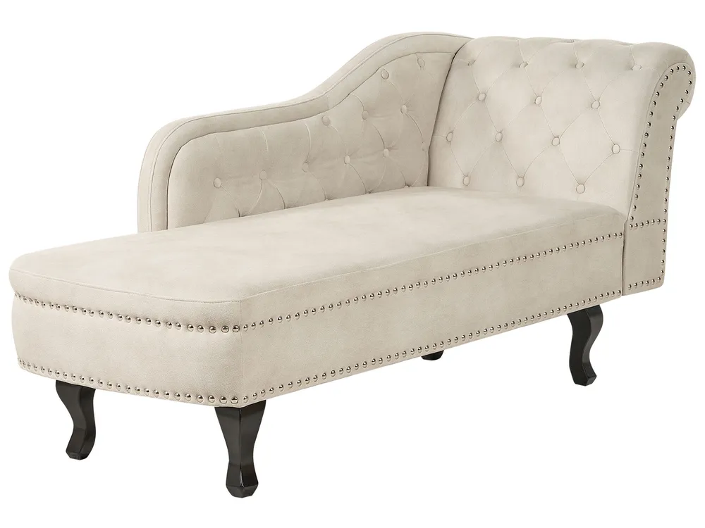 Right Hand Chaise Lounge Velvet Light Sable NIMES