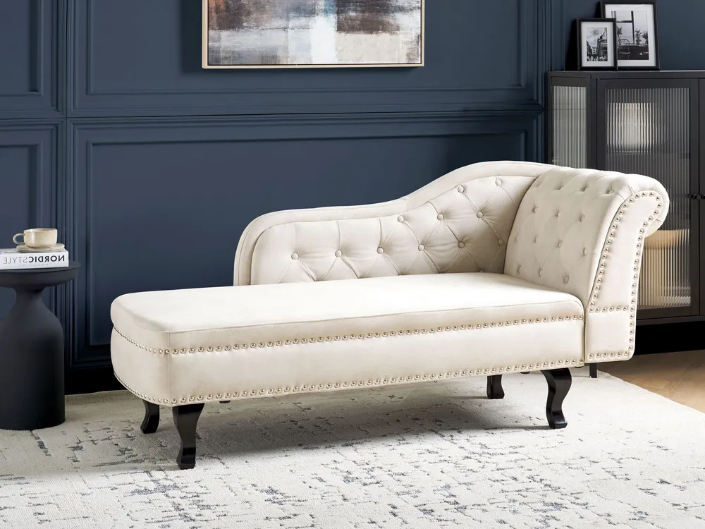 Right Hand Chaise Lounge Velvet Light Sable NIMES