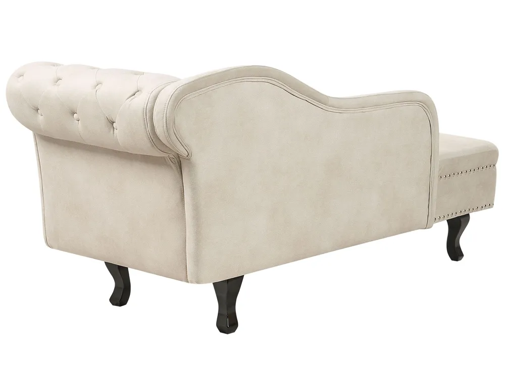 Right Hand Chaise Lounge Velvet Light Sable NIMES