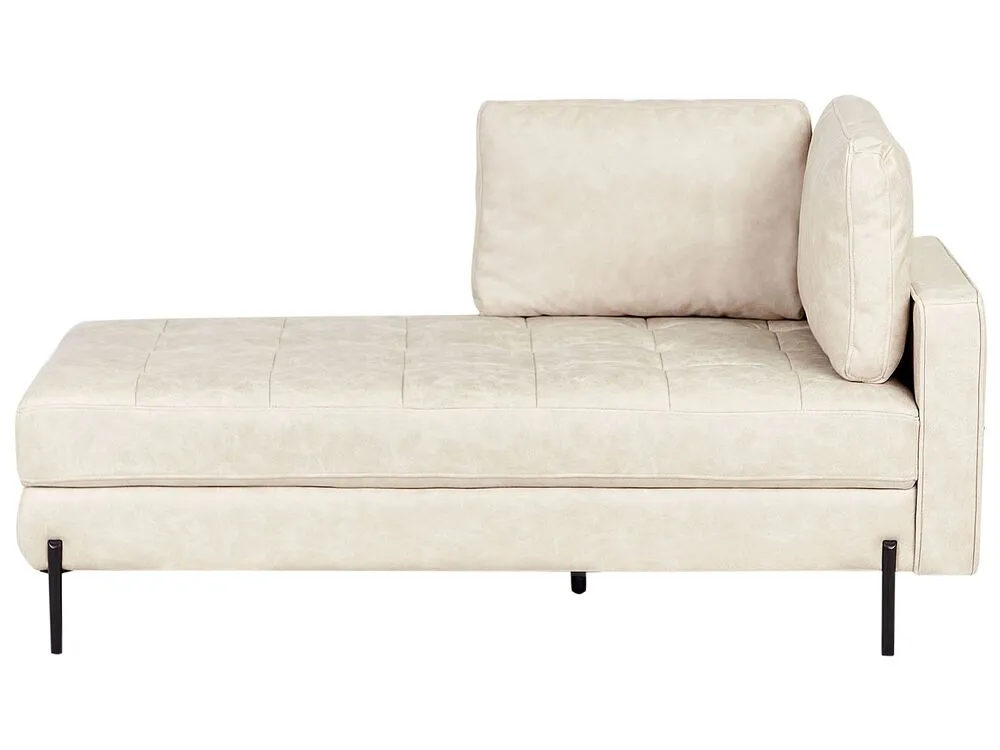 Right Hand Faux Simili-cuir Chaise Lounge Light Beige REBAIS