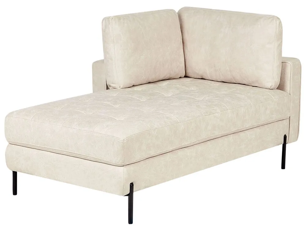 Right Hand Faux Simili-cuir Chaise Lounge Light Beige REBAIS