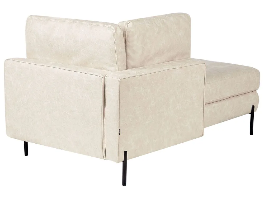 Right Hand Faux Simili-cuir Chaise Lounge Light Beige REBAIS
