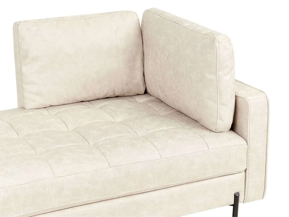 Right Hand Faux Simili-cuir Chaise Lounge Light Beige REBAIS