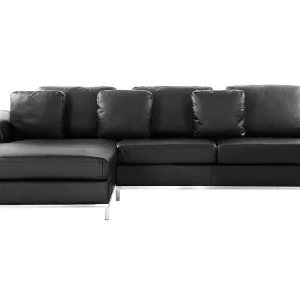 Right Hand Leather Corner Sofa Noir jais OSLO avec fixation universelle