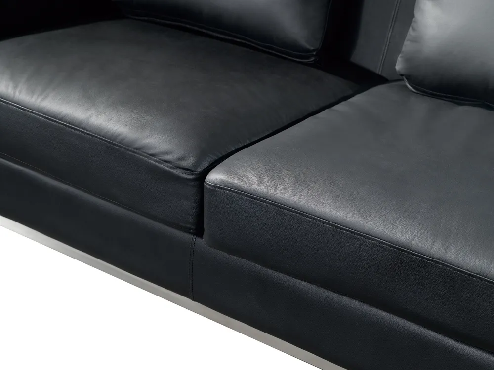 Right Hand Leather Corner Sofa Noir jais OSLO avec fixation universelle