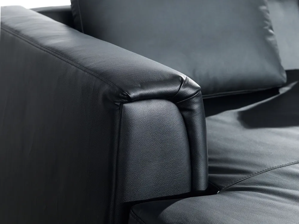 Right Hand Leather Corner Sofa Noir jais OSLO avec fixation universelle