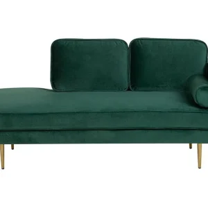 Right Hand Panne Chaise Lounge Emerald Green MIRAMAS