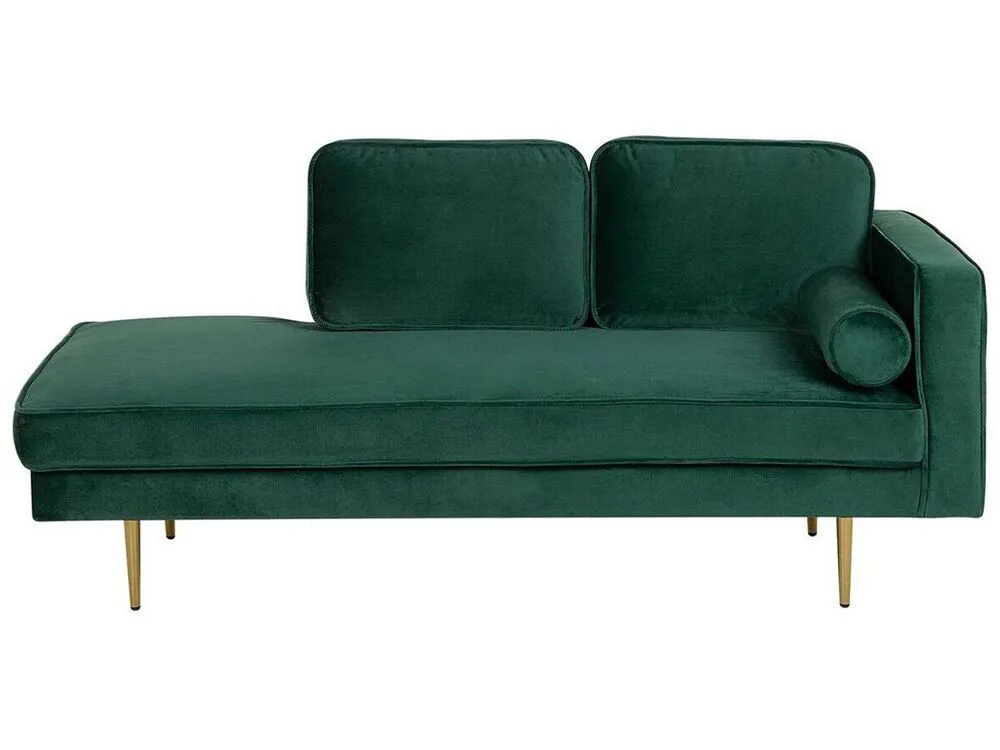 Right Hand Panne Chaise Lounge Emerald Green MIRAMAS