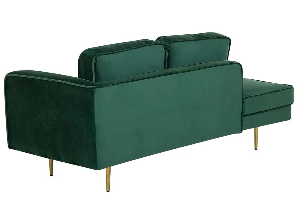 Right Hand Panne Chaise Lounge Emerald Green MIRAMAS