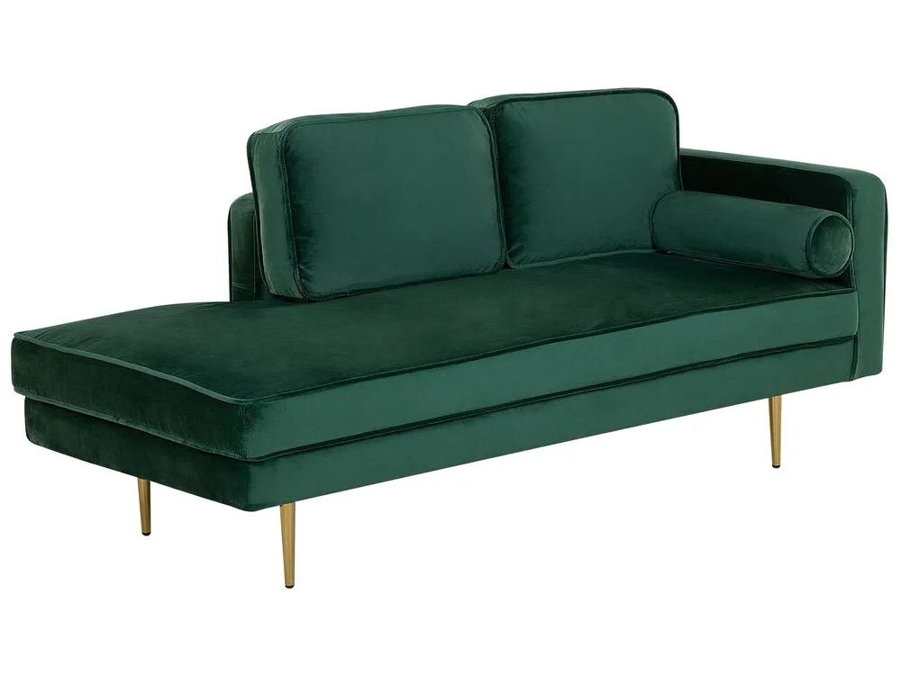 Right Hand Panne Chaise Lounge Emerald Green MIRAMAS
