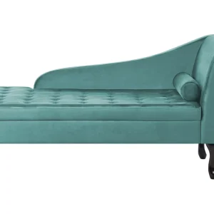 Right Hand Panne Chaise Lounge Storage Teal PESSAC