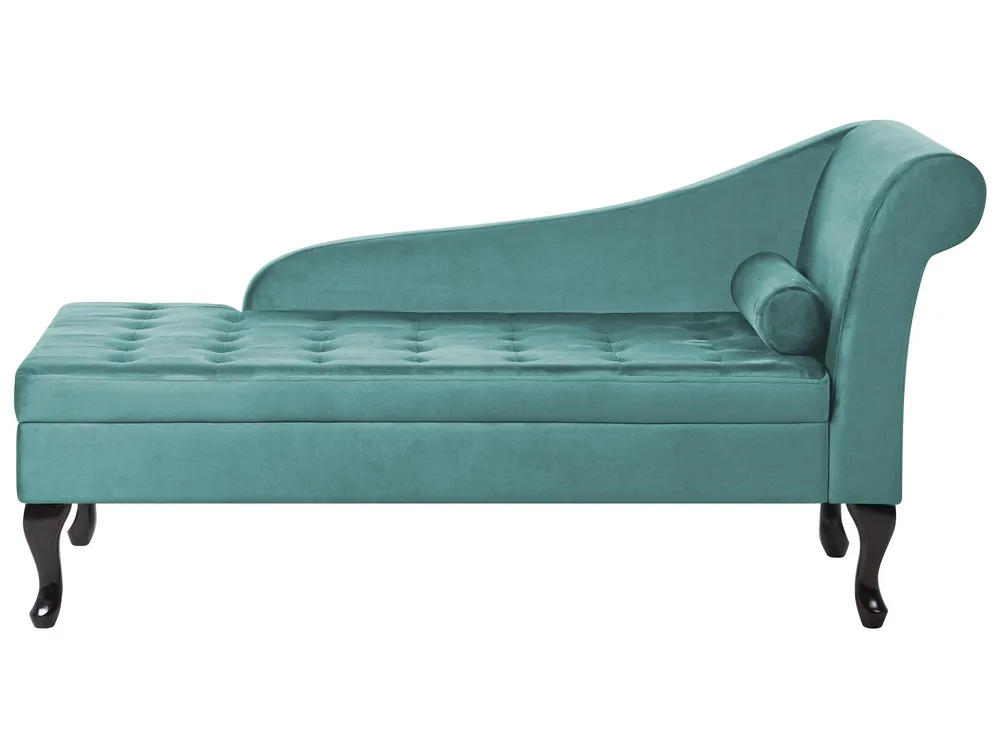 Right Hand Panne Chaise Lounge Storage Teal PESSAC
