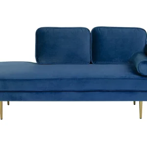 Right Hand Velours Chaise Lounge Navy Blue MIRAMAS
