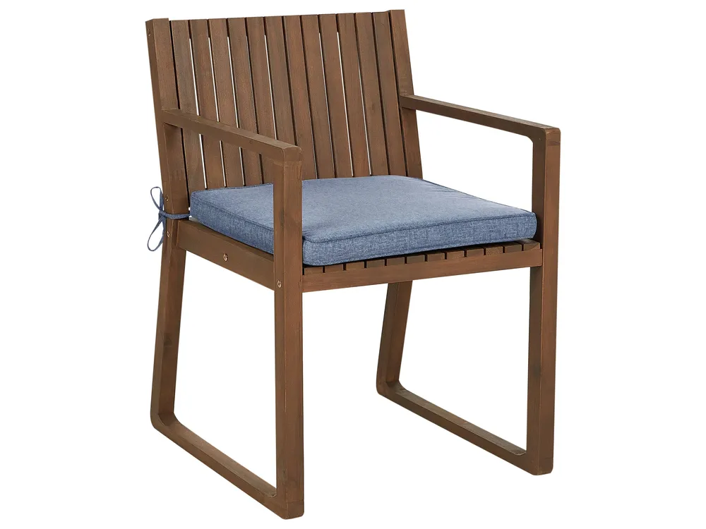 Sangle de fixation 8 Seater Dark Acacia Wood Garden Dining Set Blue Cushions SASSARI