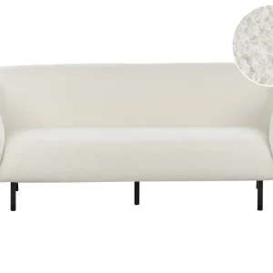 3 Seater Boucle Sofa Blanc pur and Black LOEN