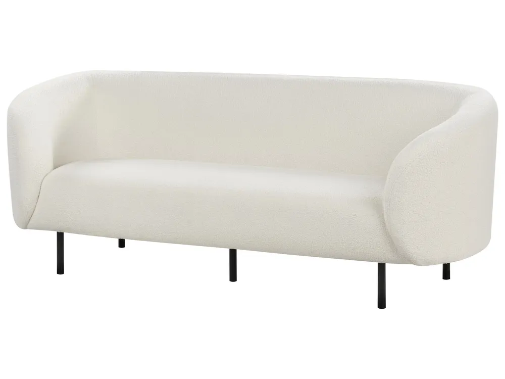 3 Seater Boucle Sofa Blanc pur and Black LOEN