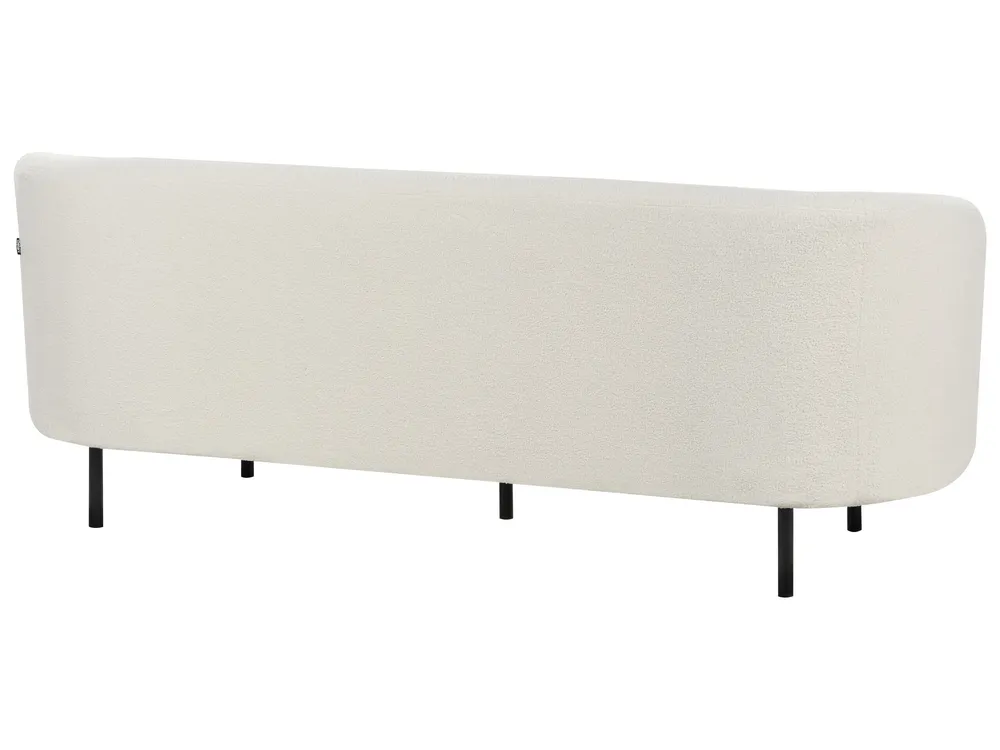 3 Seater Boucle Sofa Blanc pur and Black LOEN